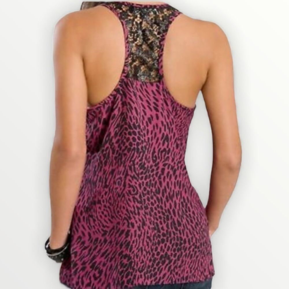 GUESS Madalynn Animal Print Lace Racerback Tank
